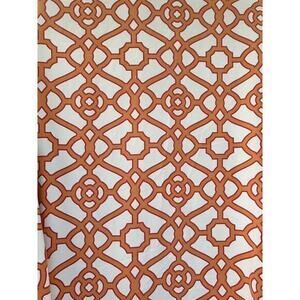 King Duvet Cotton Cream Orange Lattice Chain link MODERN 1 Sham Hand Made